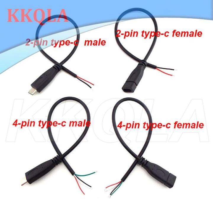 qkkqla-2-pin-4-pin-wire-line-micro-usb-diy-2-0-male-to-female-type-c-c-charger-wire-power-supply-connector-extension-repairing-cable