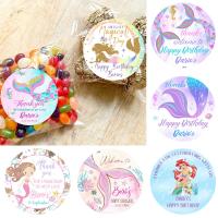 [BBEES] Little Mermaid Party Custom สติกเกอร์ Sea Mermaid Girl 1st Birthday Favor Lables ส่วนบุคคลข้อความของคุณ Baby Shower สติกเกอร์