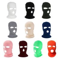 【YD】 Men 3-Hole Knitted Face Cover Ski Warm Cycling Color Balaclava Hat Cap