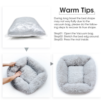 Square Cat Bed House Cats Dog Mat Winter Warm Sleeping Dogs Puppy Nest Soft Long Plush Cushion แบบพกพาสำหรับสัตว์เลี้ยงแมวตะกร้า