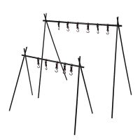 Camping Hanging Rack Tripod Hanger With Hook Outdoor Cookware Pot Pan Lamp Clothes Storage Hang Stand Folding Portable