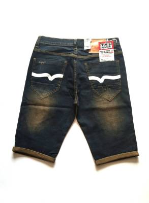 Jeans กางเกงขาสั้น กางเกงยีนส์ขาสั้น ผู้ชายผ้ายืด ทรงเดฟ ลายสกรีนปีกนก เป้าซิป มี 2 สี  มิดไนท์และยีนส์ซีด Size. 28-42