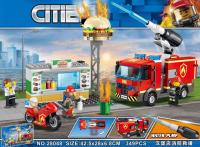 ProudNada Toys ของเล่นเด็กชุดตัวต่อเลโก้รถดับเพลิง ร้านแฮมเบอเกอร์ LELE CITIES  Burger Bar Fire Rescue 349+PCS 28048