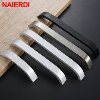 NAIERDI Kitchen Cabinet Knobs Handles Black Furniture Handle for Cabinet Drawer Pulls Aluminum Alloy Handle 96/128/160/192mm Door Hardware