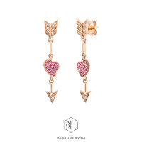 Maison de Jewels - Hearts &amp; Arrow Earring ต่างหูเงิน โรสโกลด์ หัวใจ วาเลนไทน์
