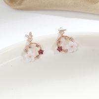 Korea S925 Silver Needle Butterfly Star Flower Earring Female New Compact Temperament Simple Earring Super Fairy Small Earring Girl