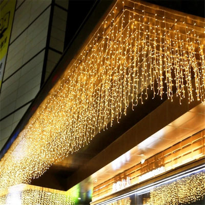 220V LED String Icicle Fairy Lights Christmas Curtain Garland for Wedding Party Indoor Stage Outdoor Garden Home Decoration