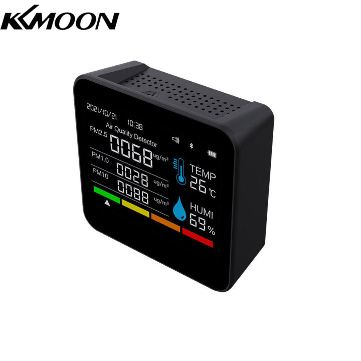 kkmoon-9-in-1-bt-air-หน้าจอที่มีคุณภาพ-co2เมตรตัวตรวจจับคาร์บอนไดออกไซด์เวลา-วันที่-co2-tvoc-hcho-pm2-5-pm1-0-pm10อุณหภูมิความชื้น-detection-สนับสนุน-app-ควบคุมฟังก์ชั่นปลุกสำหรับสำนักงานบ้านรถยนต์