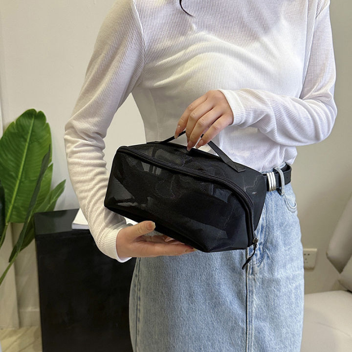 กระเป๋าเครื่องแต่งหน้าท่องเที่ยว-tas-kosmetik-แบบใสกระเป๋าแต่งหน้าพีวีซีแบบมีที่กระเป๋าสะพายผ้ากระเป๋าเครื่องสำอางค์กันน้ำได้