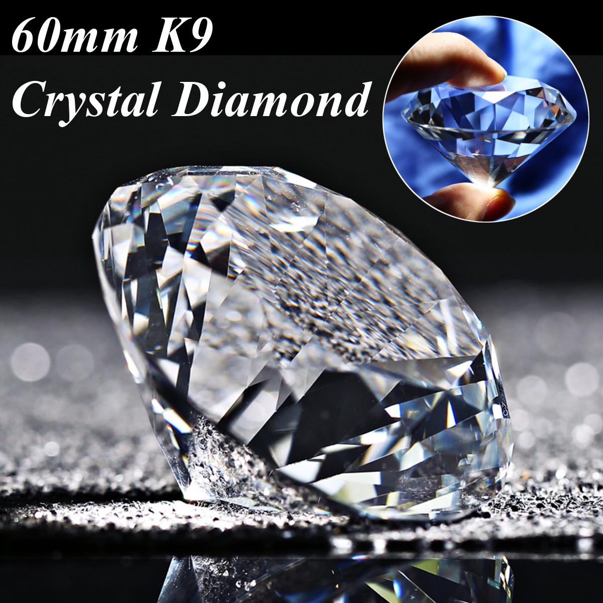 Clear Big 60mm K9 Crystal Diamond Glass Art Paperweight Decor Ornament Tableware 