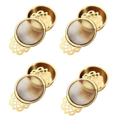 4X Stainless Steel Tea Strainer with Drip Bowl Easy Clean Loose Leaf Hanging Infuser Filter Kitchen Tool