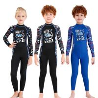 เด็ก One-Piece Wetsuit ความยาวเต็มสีดำชุดดำน้ำสำหรับชายหญิง UV-ป้องกันแขนยาว Quick Dry ชุดว่ายน้ำท่อง Scuba