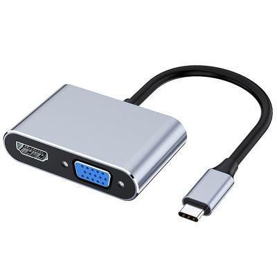 2X USB C to VGA Multiport Adapter 4K Type C USB-C HUB Video Projectors Converters Port Adaptor for Macbook Pro