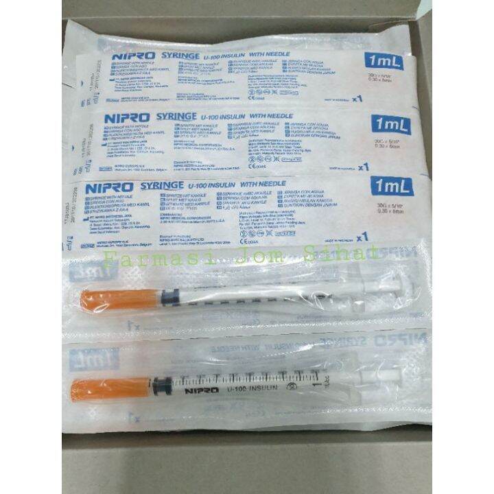 Nipro U100 Insulin Syringe 1ml with Needle 30G x 8mm 1pcs Lazada