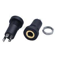 HVJ-10pcs 3.5mm Audio Socket 4 Pole Black Panel Mount Gold Plated With Nuts Headphone Socket