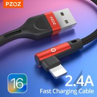 PZOZ 90องศาสายเคเบิล USB สำหรับ14 13 12 11 Pro Max Xr Xs 8 Plus 7 6 6S 5 5S SE สายชาร์จเร็วสายเคเบิลเครื่องชาร์จยูเอสบี