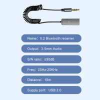 อะแดปเตอร์5.2ใช้ได้กับบลูทูธ Aux เครื่องรับสัญญาณเสียงตัดเสียงรบกวนแบบพับเก็บได้สำหรับ USB รถยนต์ไปยังแจ็คเสริม3.5มม