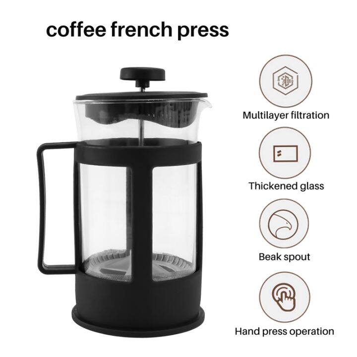 3x-glass-french-press-coffee-tea-maker-600ml-coffee-press-borosilicate-glass-with-heat-resistant-handle