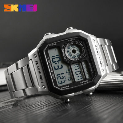 SKMEI Fashion Casual Watches Men Watch Alarm Chronograph Waterproof Digital Wristwatch Relogio Masculino Erkek Kol Saati Silver