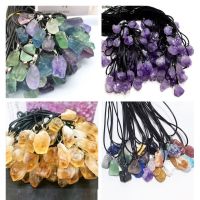 20pcs Natural Irregular Raw Ore Fluorite Crystal Pendant Necklace Energy Stone Healing Amethysts Meditation Yoga Gift Wholesale Headbands