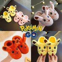 New Pokemon Kawaii Pikachu Plush Slippers Indoor Warm Winter 3 7 Old Girls Shoes Cute Anime Cartoon For Boy Kids Cotton SlippersTH