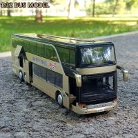 1:32 Double-decker Bus Model Alloy Diecast Pull Back HighSimitation Double Sightseeing Metal Bus Toy Vehicle Kids Toys For Boy