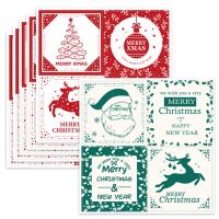 20-100pcs Square Merry Chrismas Xmas Stickers Pegatinas Navidad Noel Labels Decor DIY Gift Packaging New Year Decoration 2023