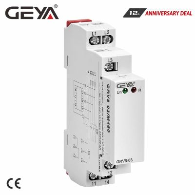 Geya รีเลย์ลำดับเฟส Grv8-03รีเลย์เฟสล้มเหลวรางดิน45Hz-65Hz True Rms ควบคุมการวัด
