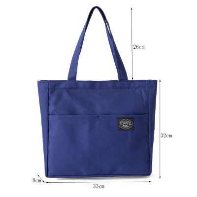 Hot New In Women Canvas Bag Solid Color Designer Casual Handbag Shoulder Bag Large Capacity Cotton Reusable Shopping Beach Tote Bag