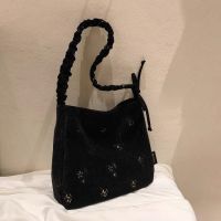 ✲┋卐 Chio2nd Original Jinhua Brand Velvet Shoulder Bucket Bag Ladies Retro Tote Bag Casual Messenger Bag