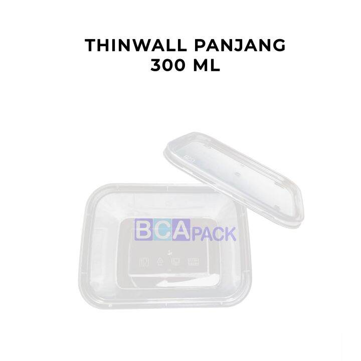 Thinwall Panjang 300 Ml 300ml Kotak Makan Anti Panas Isi 25 Pcs