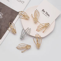 【CW】1 PC Women Diamond Hairpin Silver Golden Color Dark Ghostclaw Skeleton Hand Halloween Duckbill Hair Clips Fashion Accessories