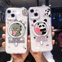 เคสแม่เหล็กยึดโทรศัพท์มือถือการ์ตูนรูปไดโนเสาร์แพนด้าน่ารักสำหรับ iPhone 14 Pro Max 14 Plus 13 Pro Max 12 Pro Max ฝาหลังโทรศัพท์แบบนิ่มสำหรับ iPhone 11 Pro Max ฝาหลัง