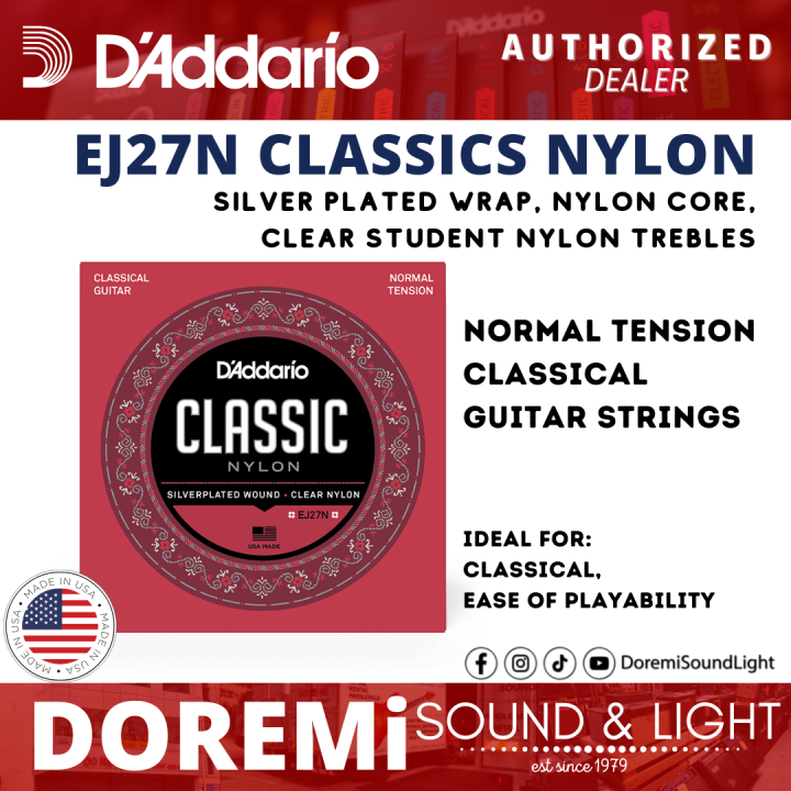 D'Addario EJ27N Nylon Classical Strings, Normal Tension Daddario Lazada