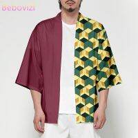 5XL 2 6XL 4XL อะนิเมะขนาดพิเศษญี่ปุ่น Tanjiro Samurai Kimono ของผู้ชายเสื้อคาร์ดิแกนสตรี Haori Obi Asian เสื้อผ้าคอสเพลย์ Haori Tomioka