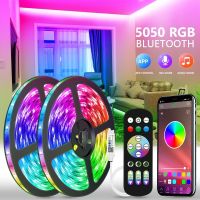 {ItalyNest shop}เทปบลูทูธควบคุมหลอดแผงไฟ RGB กันน้ำ,5ม.-30ม. LED 5050เทปยืดหยุ่นได้ไฟด้านหลังทีวีห้องแสงการตกแต่งงานปาร์ตี้ภายในบ้าน