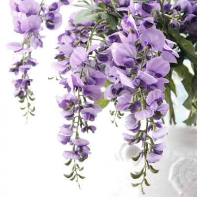 [AYIQ Flower Shop] ผ้าไหมประดิษฐ์ Wisteria ดอกไม้สาขางานแต่งงานหน้าแรกช่อดอกไม้ตกแต่งห้องโต๊ะของขวัญ F657