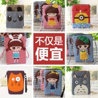 Large Screen Mobile Phone Bag Cartoon Canvas Bag Shoulder Crossbody Bag Student Fabric Coin Purse Female Bag Hanging Neck Mobile Phone Bag 【OCT】