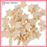 LUCKY HAIRACC 100Pcs 0.780.78นิ้วค่ะ ลูกปัดดาวห้าแฉกน่ารัก รูปดาว ไม้สำหรับไม้ ลูกปัดไม้รูปดาวที่ยังไม่เสร็จ เป็นมิตรกับสิ่งแวดล้อม ลูกปัดสเปเซอร์ที่มีรูเล็กๆ สาวๆ