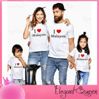 สง่างามเรียบหรู❤Queen I Love Malaysia Family Matching TShirts Boys Girls Matching Tshirt Fashion Graphic Shirts Summer Casual