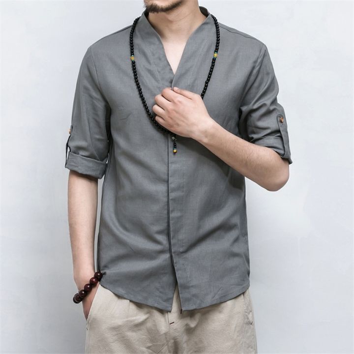 2023ชุดจีน-เสื้อจีน-ลายกังฟูผู้ชายผ้าลินินเสื้อแฟชั่นเสื้อ-hanfu-บุคลิกภาพ