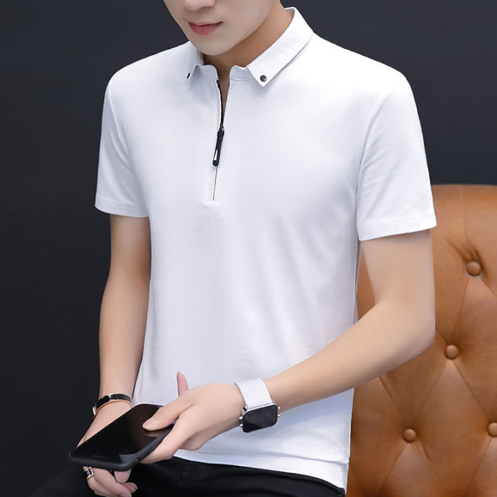 เสื้อยืดโปโลแขนสั้นคอโปโลลำลองสำหรับผู้ชายแฟชั่นเสื้อโปโลแบรนด์เกาหลีฤดูร้อนปี2023