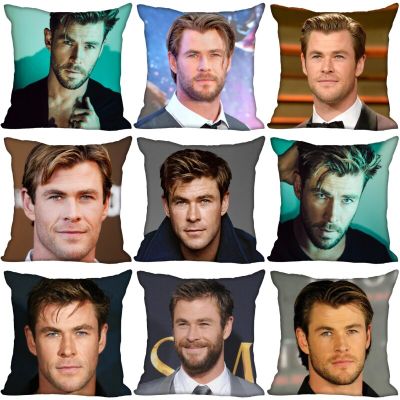 [AA $ ร้อน] Chris Hemsworth ที่ปลอกหมอนสำหรับบ้านผ้าซาตินสำหรับตกแต่งปลอกหมอนมีซิปมองไม่เห็น40X40ปลอกหมอน45X45cm 0509