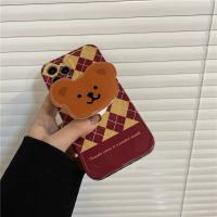 ins Retro Rhombus Bear cket Suitable 12promax Apple 11 Phone Case xxr Womens 8p Soft