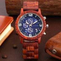 Men Chronograph Wooden Watch Men montre Full Wooden Adjustable Red Wood Watch Military Watches Luxury reloj hombre Dropshipping