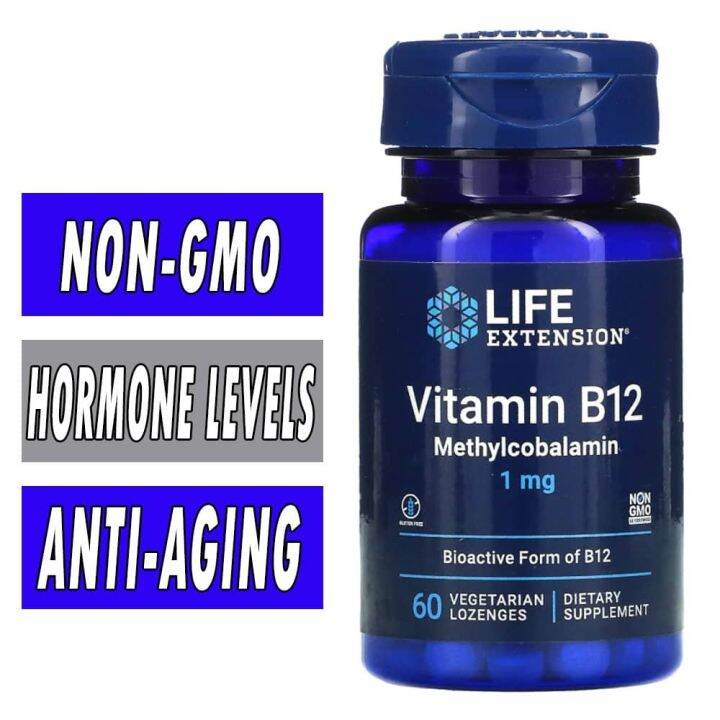 Life Extension Vitamin B12 Methylcobalamin 1mg 60 Vegetarian Lozenges