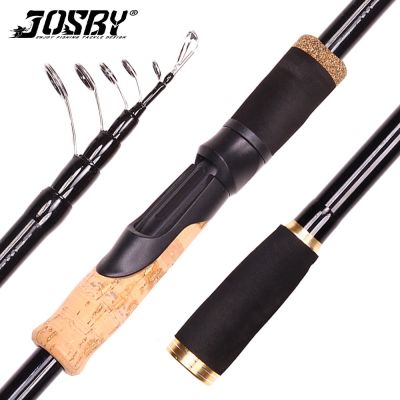 JOSBY 1.8M 2.1M 2.4M 1.6M Portable Telescopic Fishing Rod Carbon Fiber Cork Wood Handle Spinning/Casting Fish Rod Tackle