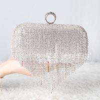 kfe901 Spot second hair# tassel rhinestone evening banquet bag socialite portable evening bag female crossbody square bag new shoulder bag 8.cc