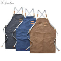 New Fashion Canvas Kitchen Aprons For Woman Men Chef Work Apron For Grill Restaurant Bar Shop Cafes Beauty Nails Studios Uniform