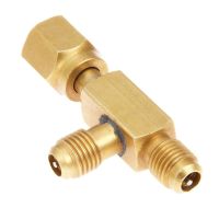 Fluoride Tee Adapter Refrigeration Tool Air Conditioning Safety Valve Fitting 1/4 quot; 5/16 quot; Inch Male/Female Charging Hose Valve